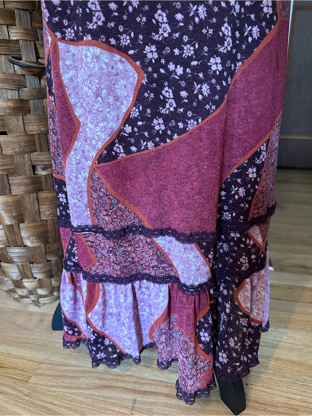Vintage Y2K Charlotte Russe patchwork maxi dress with lace trim and ruffles - Picture 2 of 8
